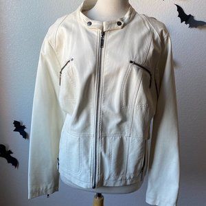 white faux leather jacket